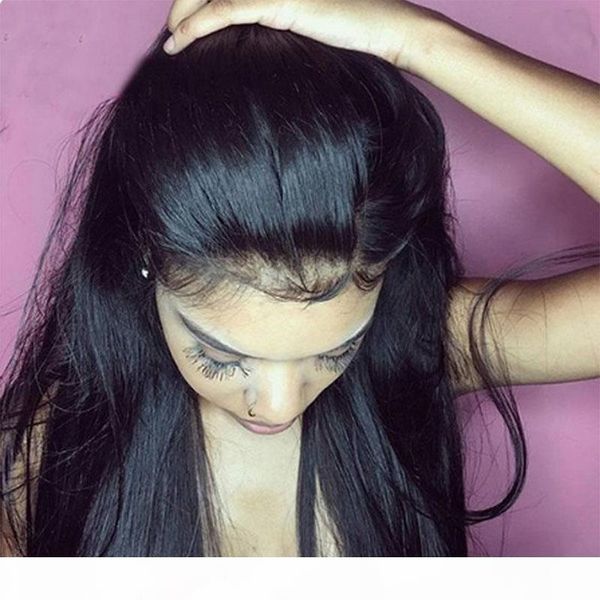 

360 lace frontal wig straight 150% density lace front human hair wigs pre plucked peruvian lace frontal wig with baby hair, Black;brown