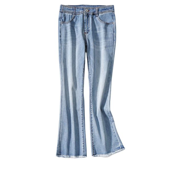 

spring / summer 2020 new fashionable micro pull trim leg hand stretch cotton denim pants, Blue