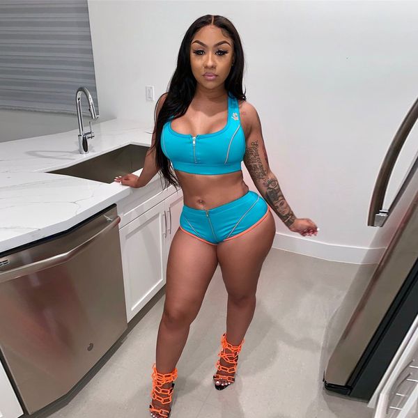 

women's fashion zipper casual two piece suit swimsuit bandage bathing suits pad