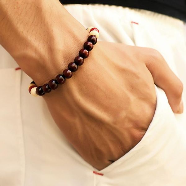 

новая мода мужчины деревянные бусины браслеты сандалвуд буддийская будда медитация молитва yoga bead браслет деревянные ювелирные изделия jl