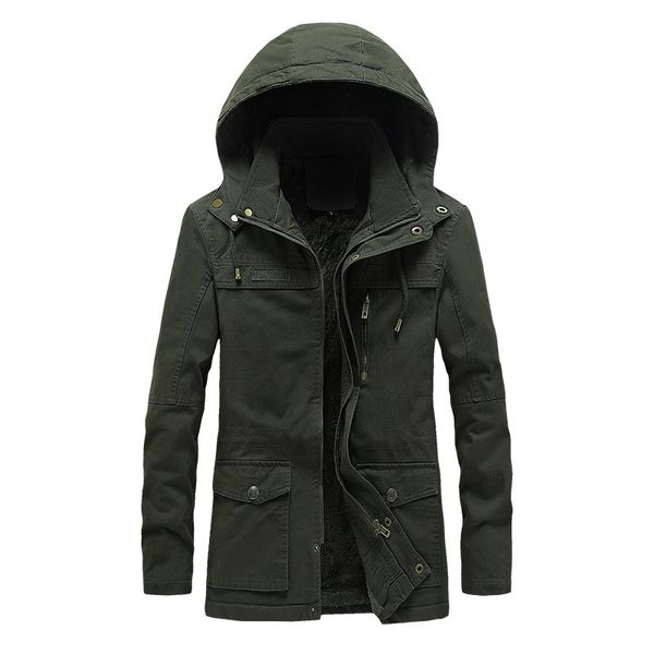 

winter new men parka coat cotton warm thick coat fashion casual parka men long windproof hooded jackets men 201204, Black