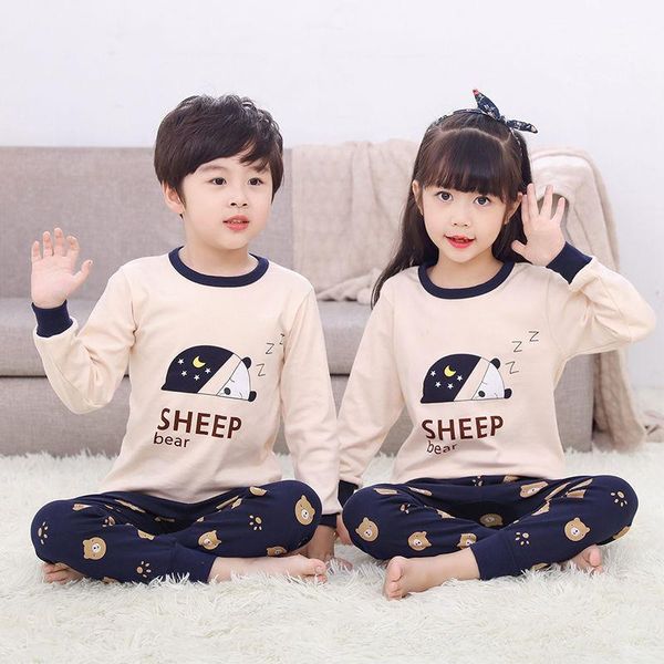 

2020 winter kids cotton pajamas set baby girl clothes kids cartoon sleepwear pyjama enfant boys pijama toddler inflant nightwear1, Blue;red