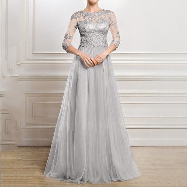 

casual dresses women elegant evening party dress 2021 fashion floral embroidery lace splice long ladies slim vestidos robe femme, Black;gray