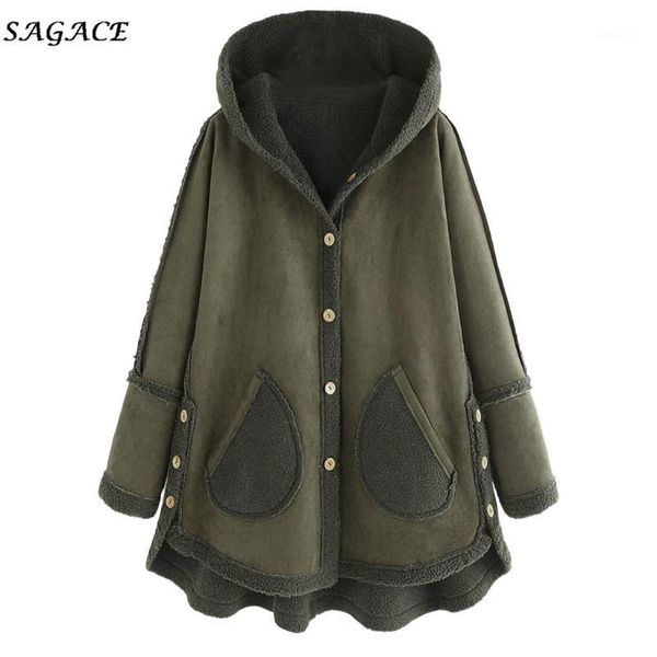 

sagace clothes coats sweater women winter warm fashion casual plus size solid composite plushbutton lapels jacket outwearcoat1, Black;brown