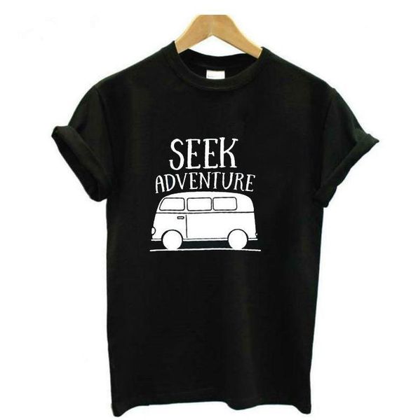 

seek anventure letter print t shirt women short sleeve o neck loose tshirt 2021 summer women tee shirt camisetas mujer, White