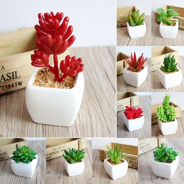

a set artificial green plant artificial miniascape potted decorative flower succulent plants home office wedding decoration1