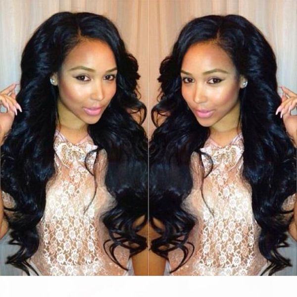 

body wave lace front wigs human hair preplucked glueless virgin hair full lace malaysian wigs for black women lacefront wig, Black;brown