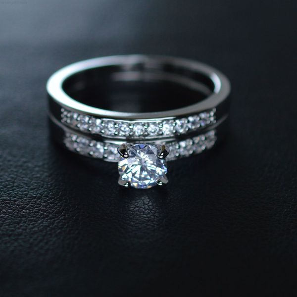 

set white gold gf womens engagement wedding ring lab diamonds r281 size 6-9, Silver