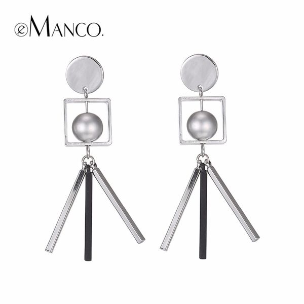 

emanco geometric cube hanging drop dangle earrings for women trendy simple silver-plated cute earrings brand jewelry y200323, Golden