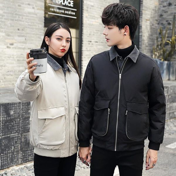 

men's down & parkas two-piece cotton collar casual coat, Black