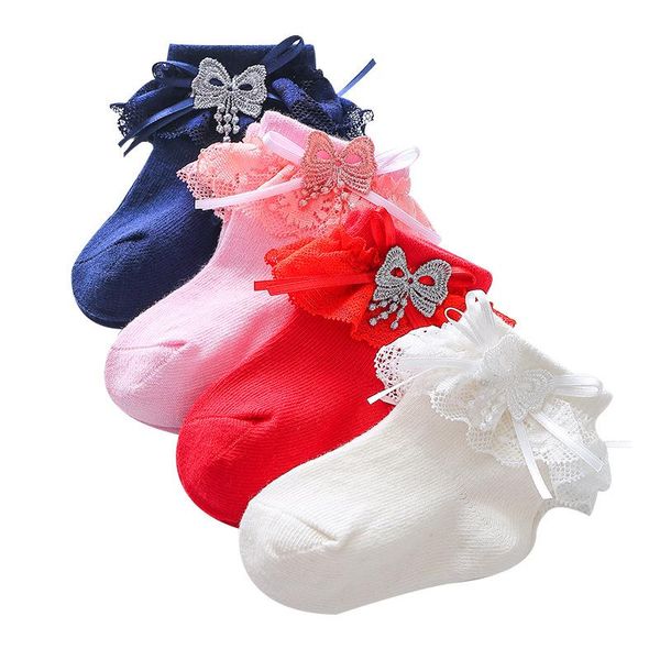 

newborn socks girl lace princess cotton baby socks dance princess, Pink;yellow