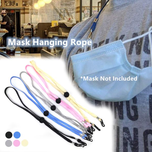 

adjustable universal traceless ear hanging rope face anti-lost lanyard holder buckle mask belt, Slivery;black
