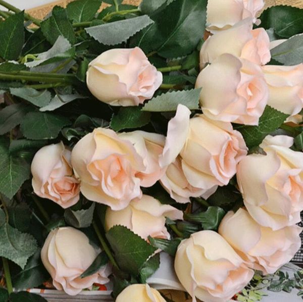 

18pcs/lot single branch aritificial rose flowers real touch rose flowers, home wedding birthday party celebration decoration