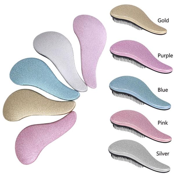 

hair brushes shiny beauty comb anti-static care styling tool set barber accessories massage scalp detangler brush, Silver