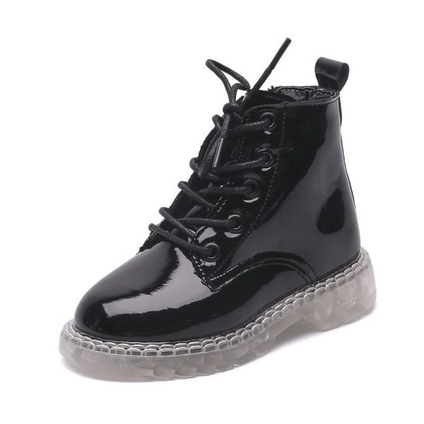 

children patent leather girl autumn martin boots winter shoes kids boy fashion non-slip ankle boots 3 4 5 6 7 8 9 10 11 12 year, Black;grey