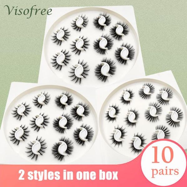 

false eyelashes 10pairs bulk 3d faux mink natural thick long dramatic fake lashes makeup extension maquiagem