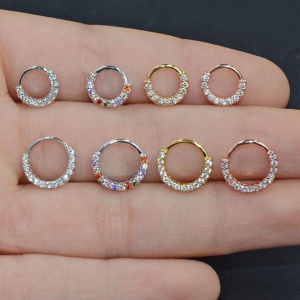 

1pc cz nose hoop nostril ring flower helix cartilage tragus earring cz cartilage huggie earring piercing body jewelry 18g q sqcijl, Silver