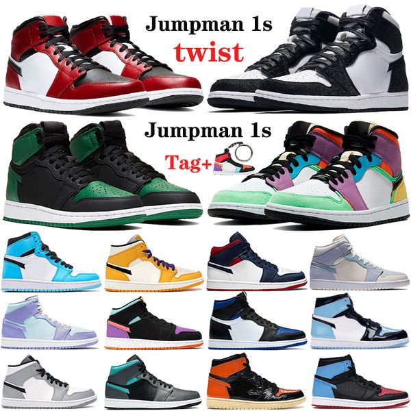 

new high 1 1s jumpman mens basketball shoes twist mid chicago royal toe og tokyo unc patent triple white men women sport sneakers