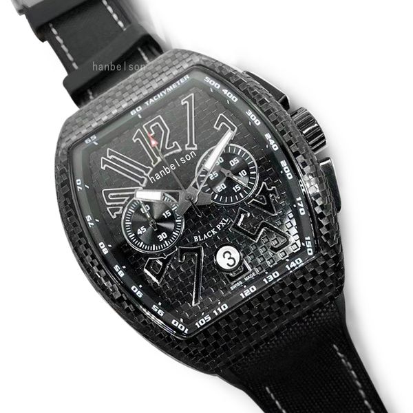 

new wine barrel type steel rubber strap sport mens watches japan quartz movement chronograph montre de luxe215b, Slivery;brown