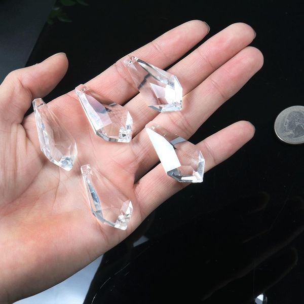 

5pc arrow cut glass chandelier crystal clear hanging drop faceted prism suncatcher window decor 38mm spacer h jlltyv