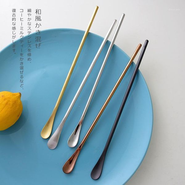 

22cm 304 stainless steel mirror matte long handle coffee spoon japanese style ins stirring stick spoon long handle honey1