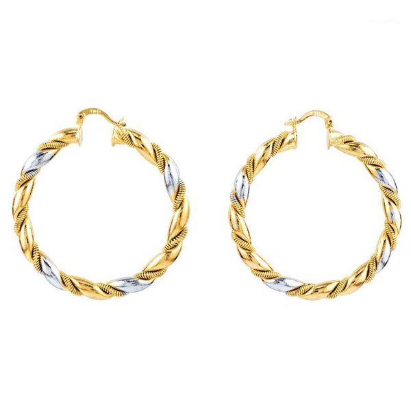 

ethlyn 5.5cm/ new african women ethiopian round earrings two tone jewelry arab items african metal accessories gift e0401, Golden;silver
