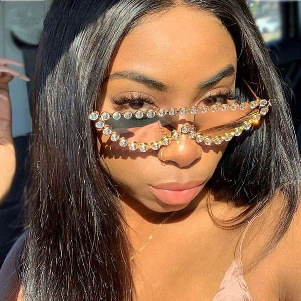 

brand design 2020 new personality cat eye frame diamond sunglasses women uv400 luxury fashion retro trend pearl sunglasses, White;black