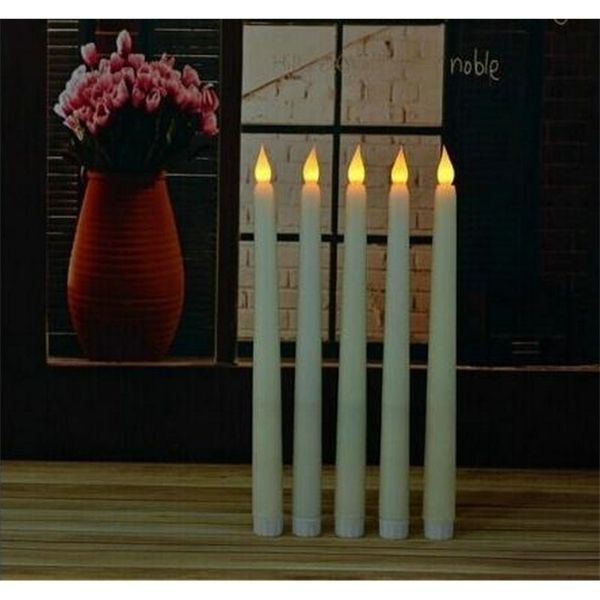 

home 11 inch led battery operated flickering flameless ivory taper lamps stick candle wedding table room church decor 28cm (h