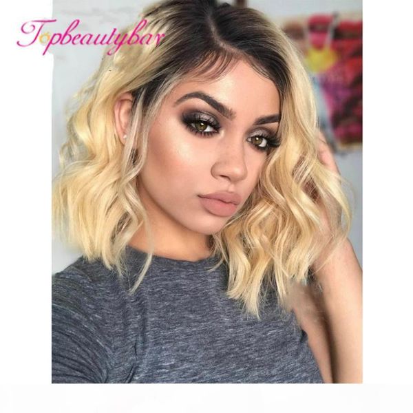 

1b 613 ombre blonde lace front human hair wigs 150% glueless 1b 613 brazilian wavy 13x4 transparent lace wigs baby hair remy, Black;brown
