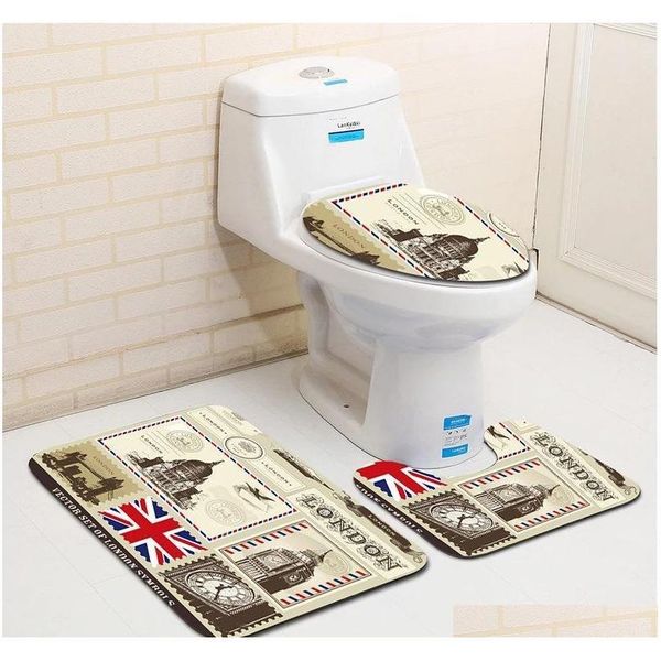 

world scenery style bathroom floor mat 3 pcs set, anti-skid mat for bathroom, bath room qylalf sweet07