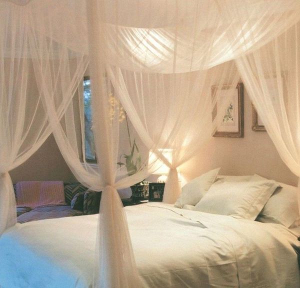 

4 doors open 4 corner square bed canopy netting rectangle elegant mosquito net foldable sleeping bed bbygem packing2010