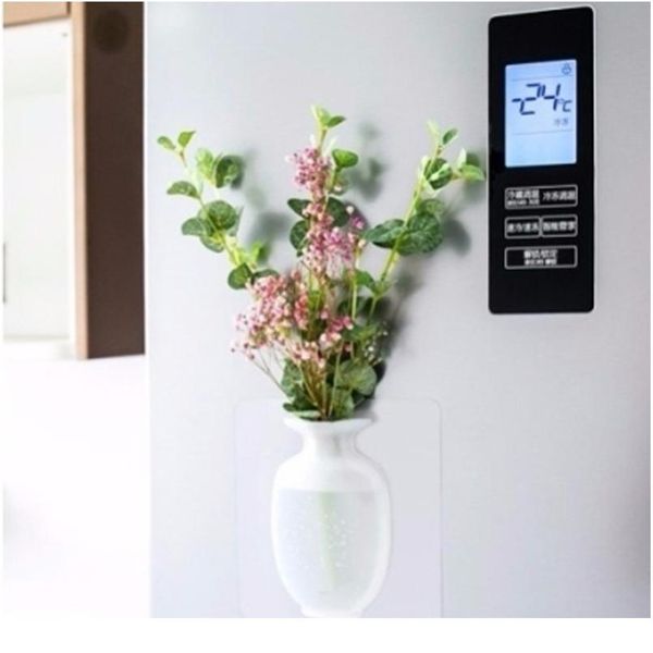 

artificial plants flowers magic vase for decoration reusable sile self-sticking pot on any smooth surfaces fridge do sqccqb