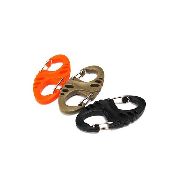 

20pcs mini plastic hollow climbing carabiner clip dual release buckles molle tactical backpack bag edc tools camping acc qylazz