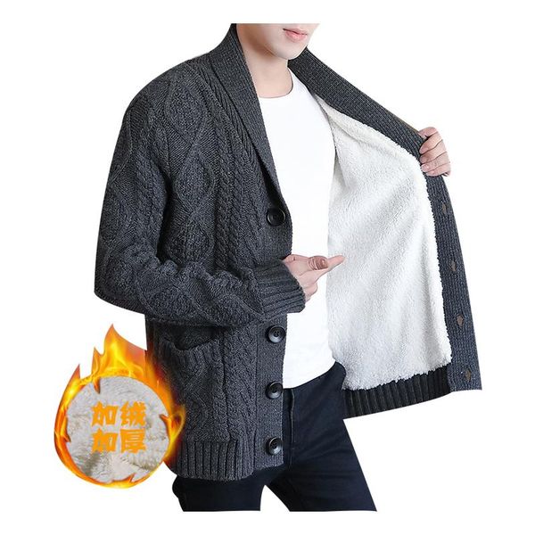 

men's sweaters autumn winter men wool cardigan turn-down collar warm botton pocket thick no yq jacket knitted casual male sweater drop, White;black
