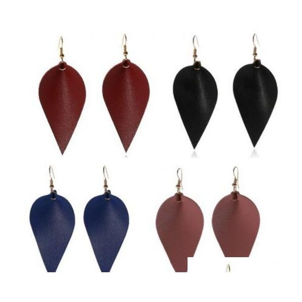 

genuine leather petal teardrop earrings boho leaf dangle pierced earrings for women girls christmas valentines day jewelry mb4bb, Silver
