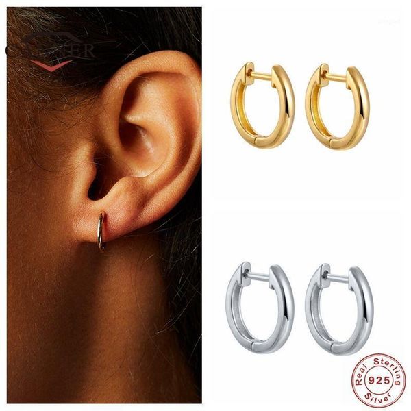 

stud canner ins geometric circle earrings for women 925 sterling silver smooth round piercing earring earings jewelry pendientes1, Golden;silver