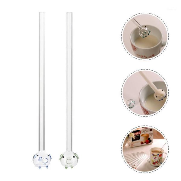 

2pcs practical glass straw heatproof glass straw environment-friendly supply1