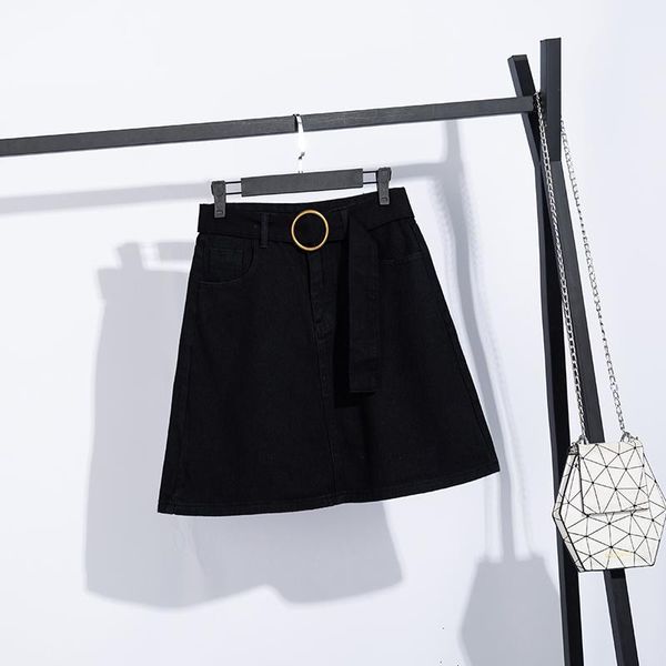 

coigarsam 5xl plus size women denim short skirt new summer high waist skirts army green black g9011