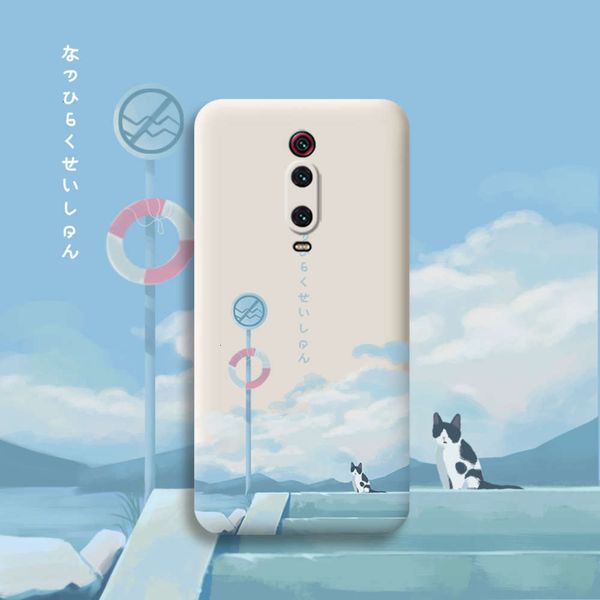 

3landscape cat red rice k20 mobile phone case liquid silica gel redmik20 lens protective case anti falling soft shell ultra thin k20procf1