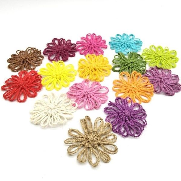 

5шт 7 см handmade hessian burlap цветы натуральный джут конопляный веревка декоративный цветок свадьба рождественские украшения diy craft по