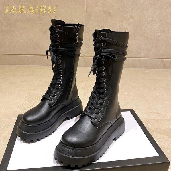 

boots sarairis 2021 skidproof comfortable walking woman shoes zipper platform ins wholesale thick bottom boot lady, Black