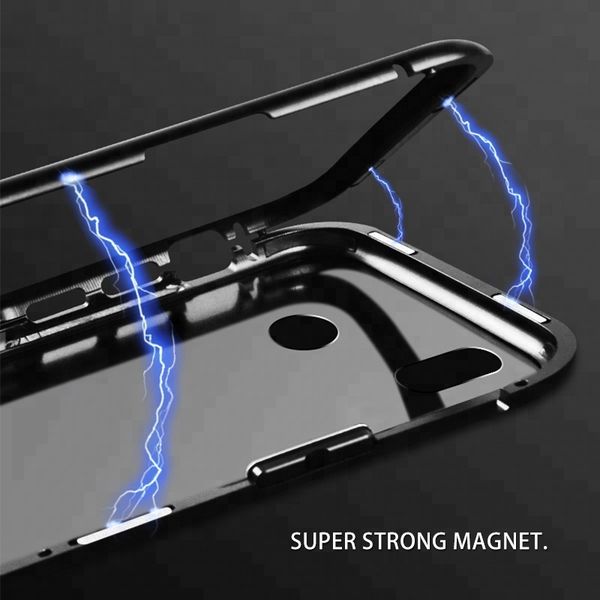 

metal magnet cell dual glass phone case for iphone samsung