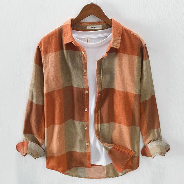 

men spring autumn fashion 100% cotton vintage plaid long sleeve shirt single breasted shirt casual harajuku rc225 c1212, White;black
