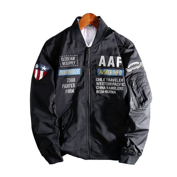 

primavera outono 2020 nova ma1 piloto jaqueta masculina clssico voando tigres bordado militar bombardeiro vo casaco flav, Black;brown