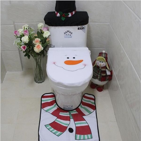 

seat 3 pcs christmas decorations happy santa toilet cover and rug bathroom set