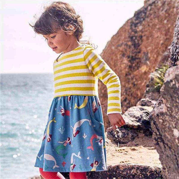 

long sleeve princess autumn winter dresses stripe with animals print princess frocks party baby clothing toddler, Red;yellow