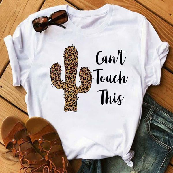 

cartoon cactus printed t-shirt women summer short sleeves funny female shirt harajuku o neck tshirts tees femme, White