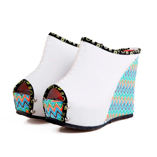 

womens open toe wedges thick bottom shoes comfortable casual slippers summer style pumps slip on sandalias femeninas, Black