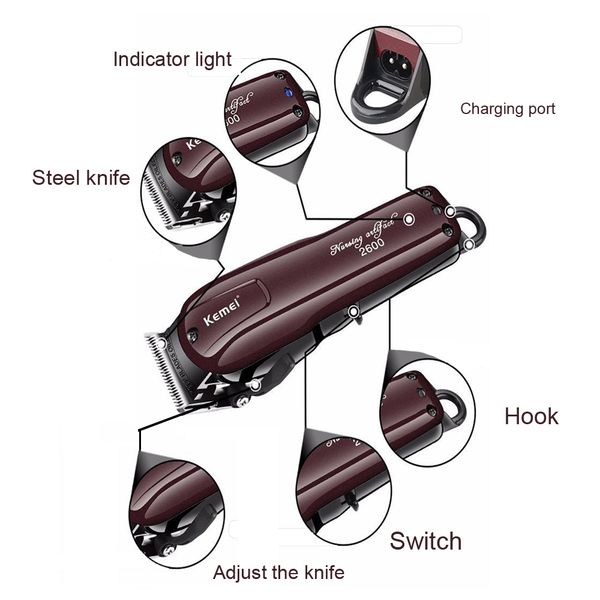 

kemei professional electric hair clipper rechargeable hair trimmer haircut shaving machine km-2600