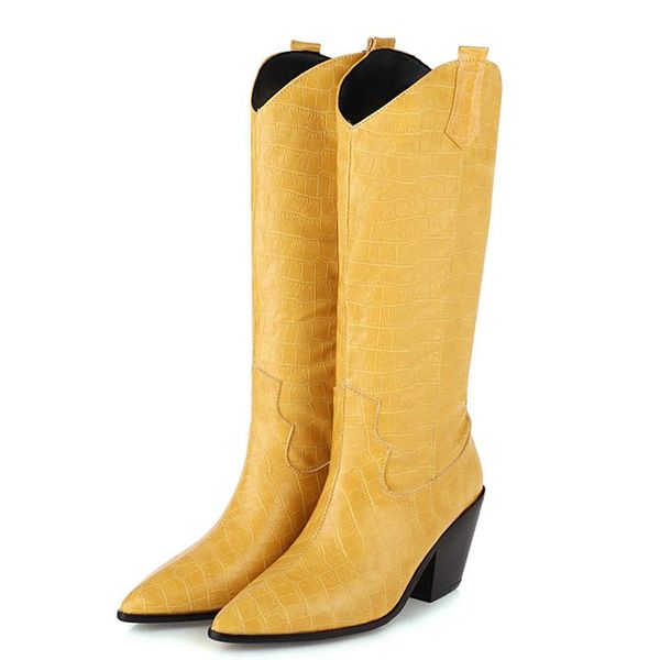 

boots fashion women's autumn winter 2021 cowboy for women knee high shoes large size 48, Black